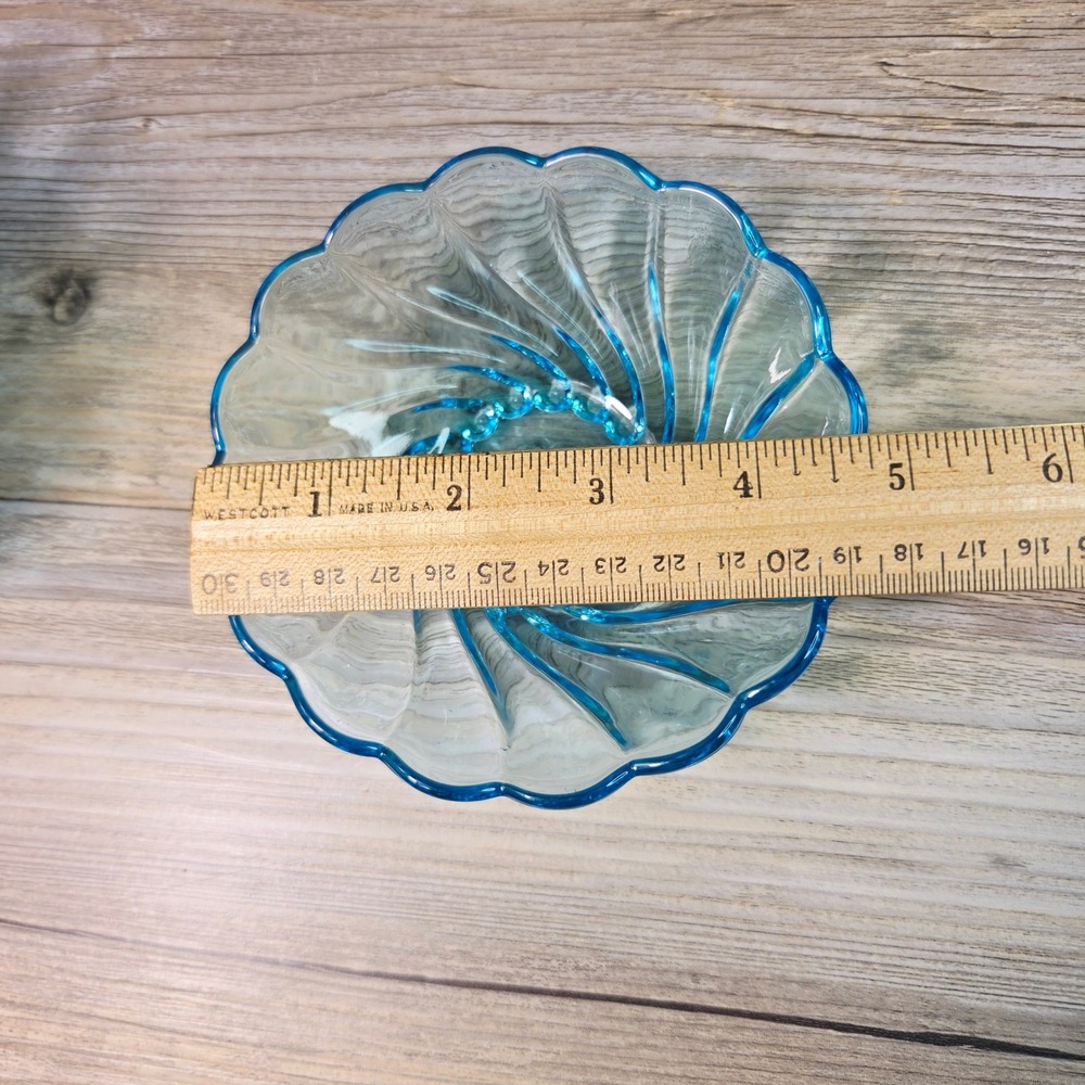 Vintage Hazel Atlas Capri Aqua Blue Swirl 5" Berry Dessert Bowls Set of 6 - Picture 6 of 6